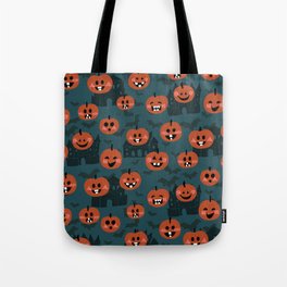 Happy jack-o'-lanterns handdrawn pattern Tote Bag