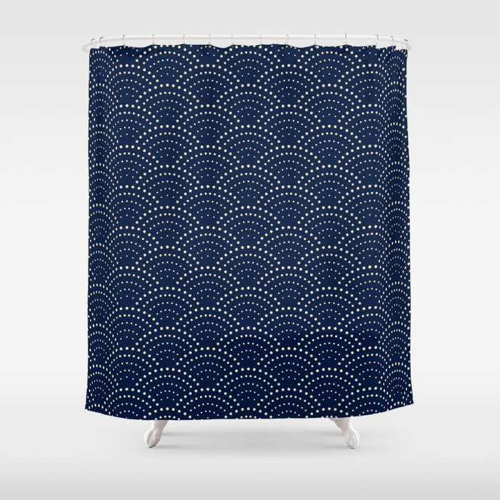 Japanese Blue Wave Seigaiha Indigo Super Moon Ocean Shower Curtain