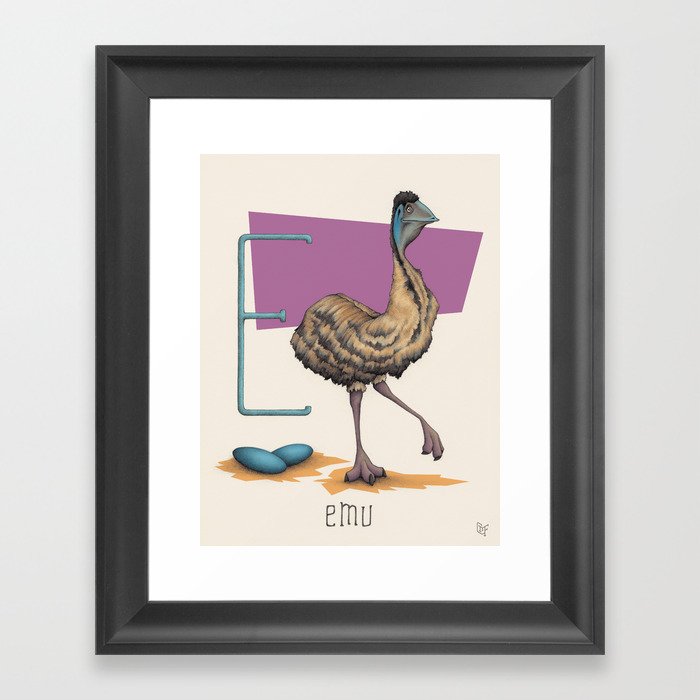 E is for Emu Framed Art Print