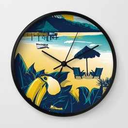 Cancun Mexico vintage travel poster Wall Clock
