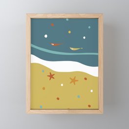Mid Century Summer Beach Framed Mini Art Print