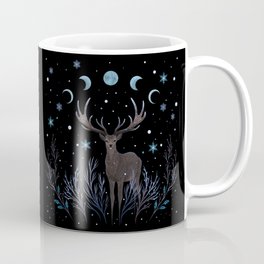 Deer in Winter Night Forest Mug