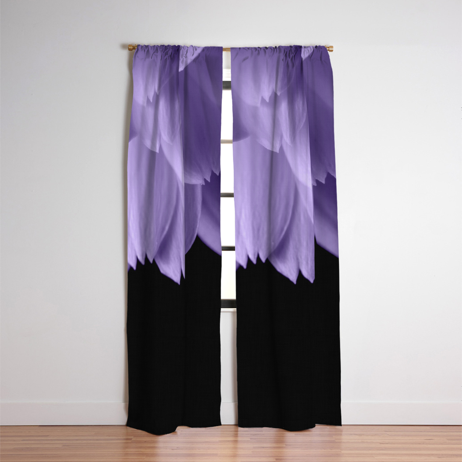Ultra Violet Purple Flower Petals Black Blackout Curtain By