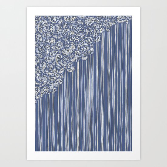 The Unraveling of Paisley Lace (in blue and cream) Art Print