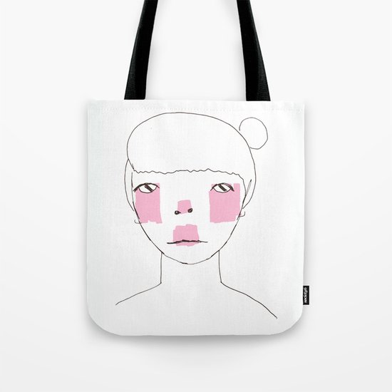 Line Drawing of Girl with Bun Tote Bag