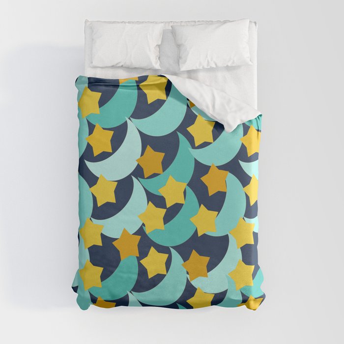 Stars and Moons Pattern Duvet Cover