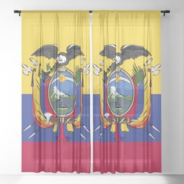 Ecuador flag emblem Sheer Curtain