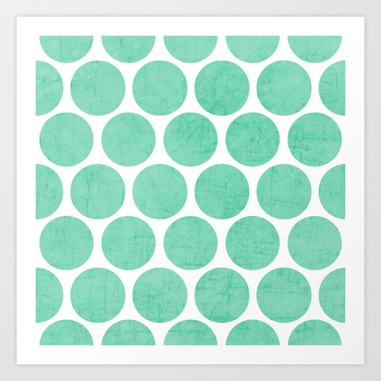 mint polka dots Art Print