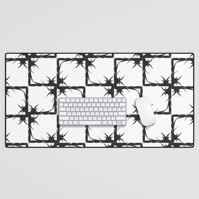 Black and white sharp spiky squares. Desk Mat