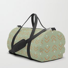 Arrow Geometric Pattern 15 in Orange Sage Green Duffle Bag