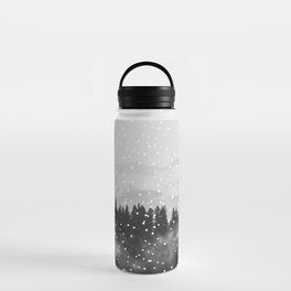 Mountains pine tree forest snow fog landscapes  Water Bottle