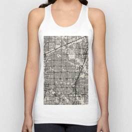 USA, Plano City Map Drawing - Black and White Unisex Tank Top