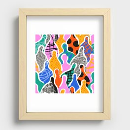 Colorful diverse people collage art pattern Recessed Framed Print