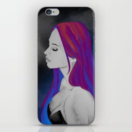 Neon Portrait of a Woman - Vibrant Ice Hair iPhone Skin