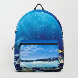 Blue Ocean Under-water Landscape Backpack | Macro, Landscape, Digital Manipulation, Water, Black And White, Hi Speed, Cool, Under Water, Blue, Vintage 