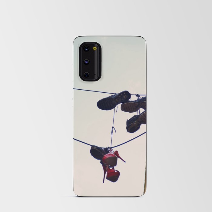 Red heels hanging from telephone wire in a street of Marseille, France | Shoe tossing Android Card Case
