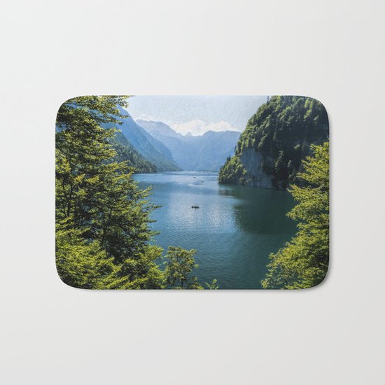 Germany, Malerblick, Koenigssee Lake III- Mountain Forest Europe Bath Mat