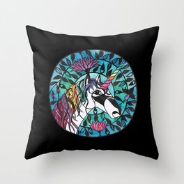 Unicorn - Paper cut design  Throw Pillow