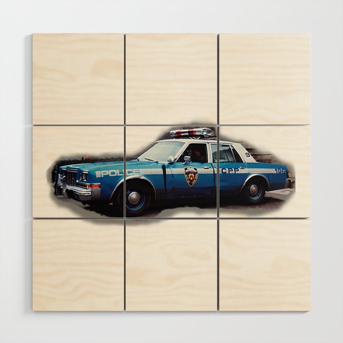 Vintage 1980s New York City Police Patrol Car  Wood Wall Art