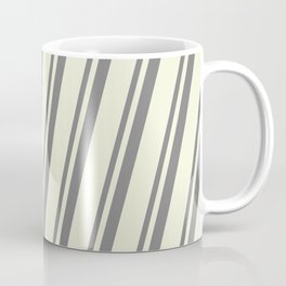 [ Thumbnail: Gray & Beige Colored Lines/Stripes Pattern Coffee Mug ]