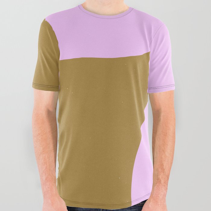 Pink on Desert Tan Semi-Circles All Over Graphic Tee