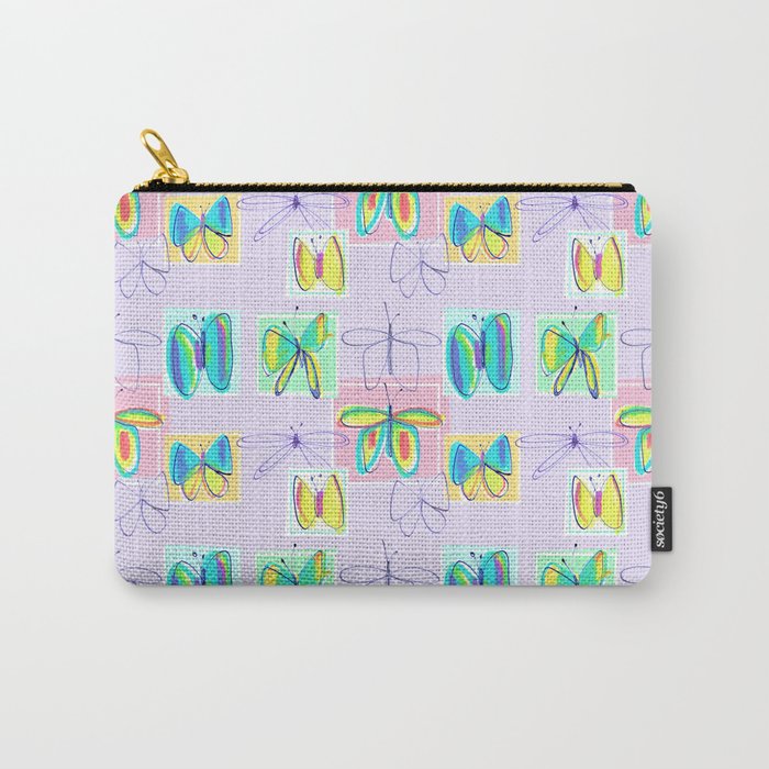 Butterflies and Squares Pattern Carry-All Pouch