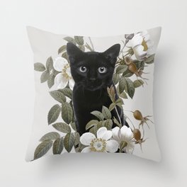 Cat With Flowers Throw Pillow