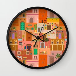 Marrakesh: The Red City Wall Clock | Wanderlust, Heat, Donkey, Curated, City, Graphicdesign, Arabia, Red, Travel, Pattern 