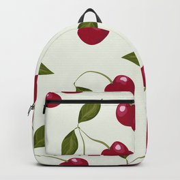 Cherry pattern . No. 1 Backpack | Cherryred, Berries, Retro, Berriescherries, Vintage, Illustration, Pattern, Cherry, Green, Digital 