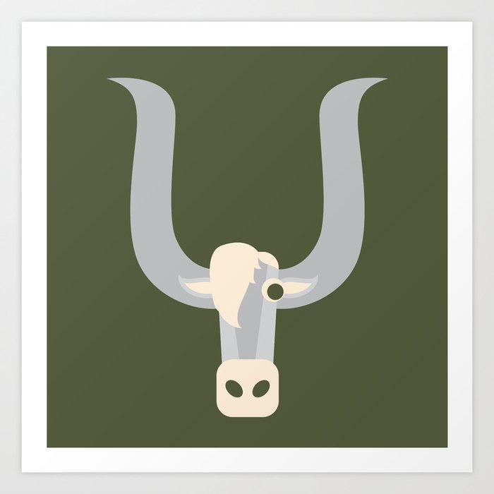 Letter Y // Animal Alphabet // Yak Monogram Art Print by Jen Montgomery