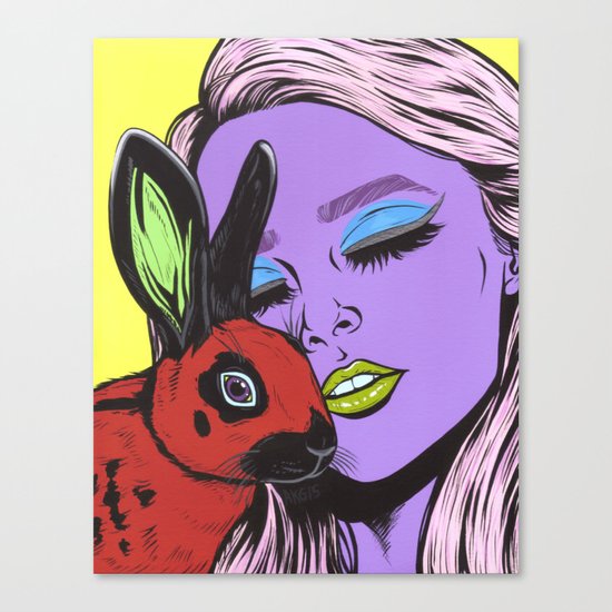 girl with rabbit Canvas Print