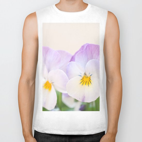 Spring Love #1 - Soft violet-white Pansies #decor #art #society6 Biker Tank