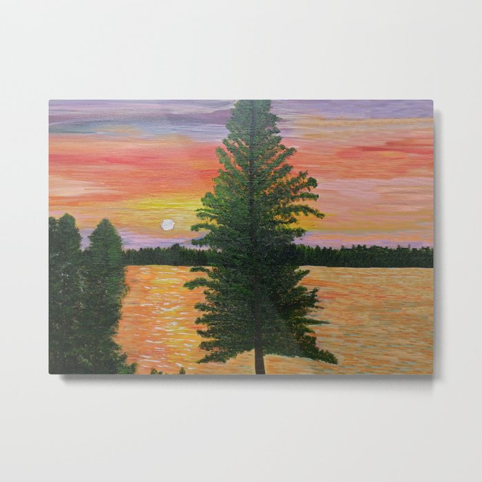 Acrylic Sunset Tree Metal Print