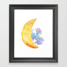 Watercolor moon Framed Art Print