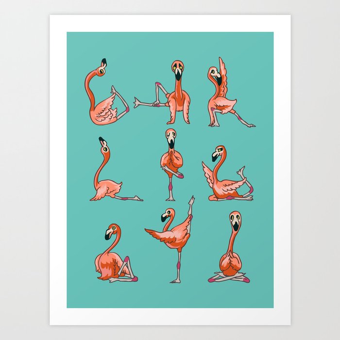 Flamingo Yoga Art Print
