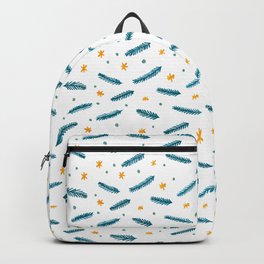 Christmas branches and stars - blue and yellow Backpack
