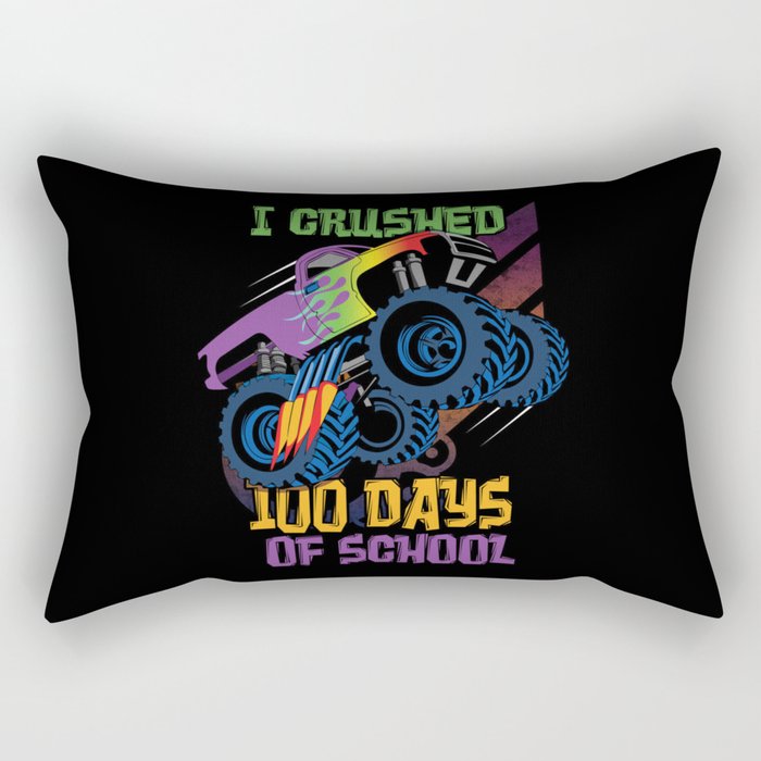 Crushed Days Of School 100th Day 100 Monster Truck Rectangular Pillow