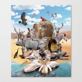 Desert African Animal Animals Group Scene Canvas Print