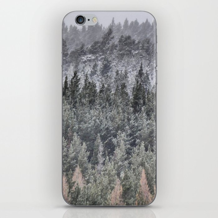 Scottish Highlands Spring Pine Forest Snow Fall in I Art iPhone Skin