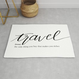 Travel Quote Definition Rug | Definition, Drawing, Travel, Graphicdesign, Typography, Girl, Graphite, Digital, Black, Text 