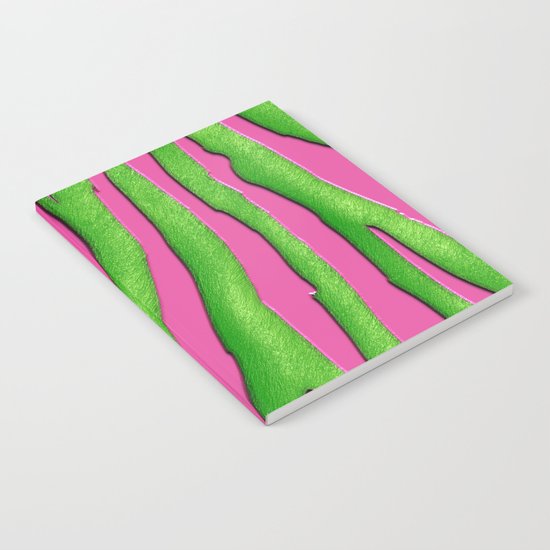 Bright Pink & Green Zebra Print Notebook