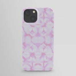 Pink and white grid watercolor iPhone Case