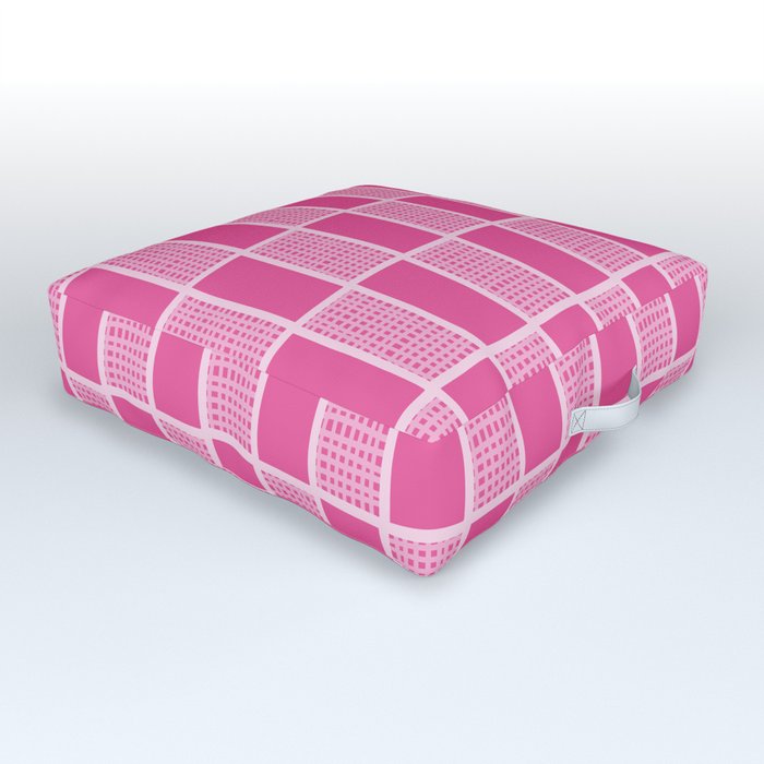 Pink sketched rectangular mesh pattern Outdoor Floor Cushion