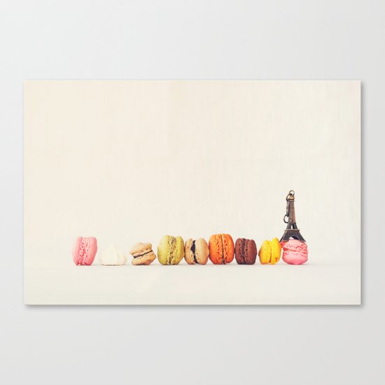 Paris, macaron and the eiffel - Vintage version Canvas Print