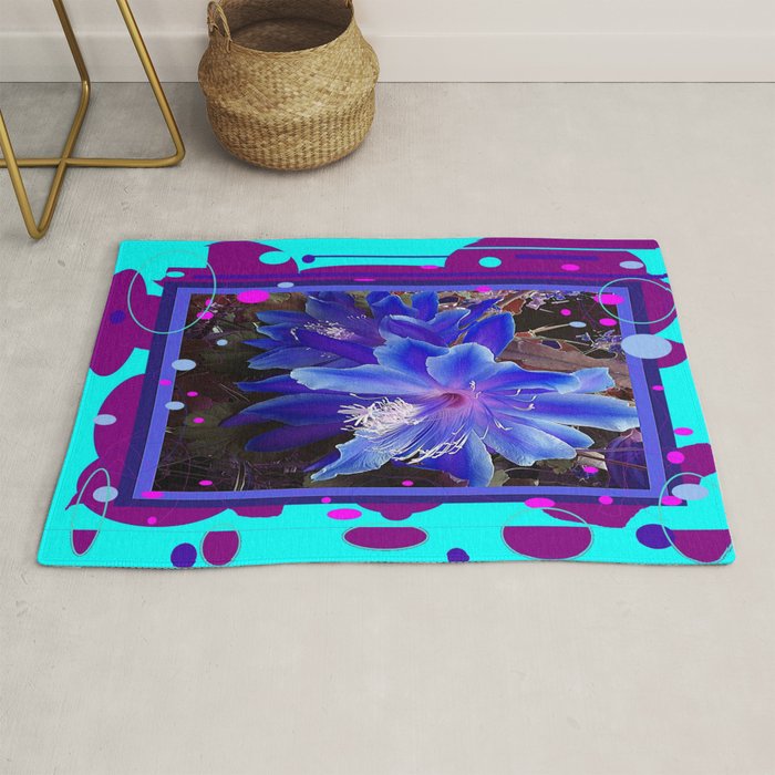 Aqua & Purple Modern Art Blue Flower Rug by SharlesArt Society6