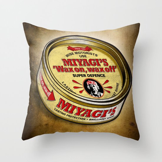 Miyagi's Super Wax Throw Pillow