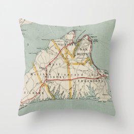 Vintage Map of Martha's Vineyard (1917) Throw Pillow