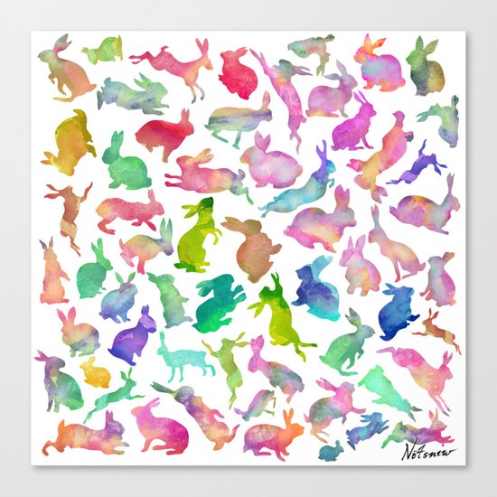 Watercolour Bunnies Canvas Print