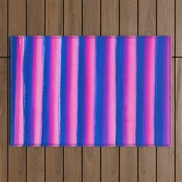 Blue and Pink Stripes with Paintbrush Texture Outdoor Rug