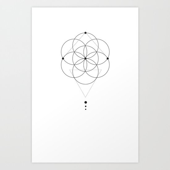 Seed Of Life Geometry White Art Print